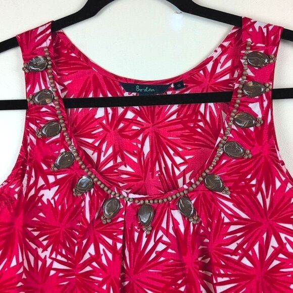 Boden Pink Floral Embellished Sleeveless Blouse Top Size 10 - Picture 5 of 9
